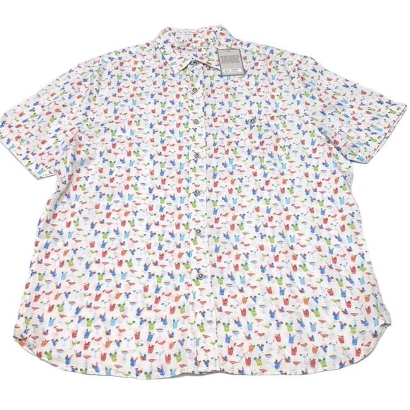 Age Of Wisdom Button Up Shirt Mens M White Multicolor Cocktails Print NEW NWT - Picture 5 of 12